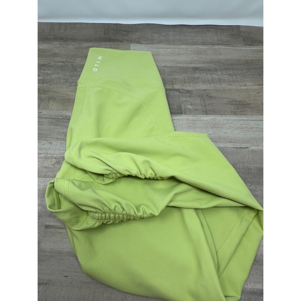 Wilo The Label Anthropologie Ribbed Lime Green Capri Ruched Leggings Size XSmall - Picture 6 of 9